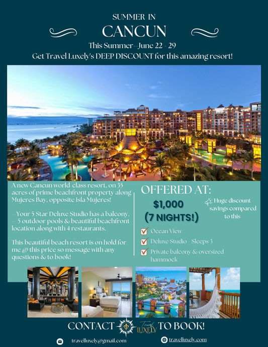 7 Nights in Cancun Resort Only $1000!